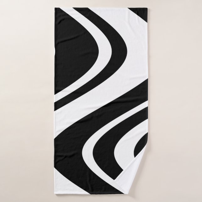 Chic Black & White Wavy Stripe Zebra Mode Badhandtuch Set (Badehandtuch)