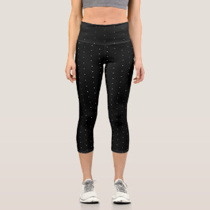 Chic Black & White winzige Polka Punkte Muster nie Capri Leggings