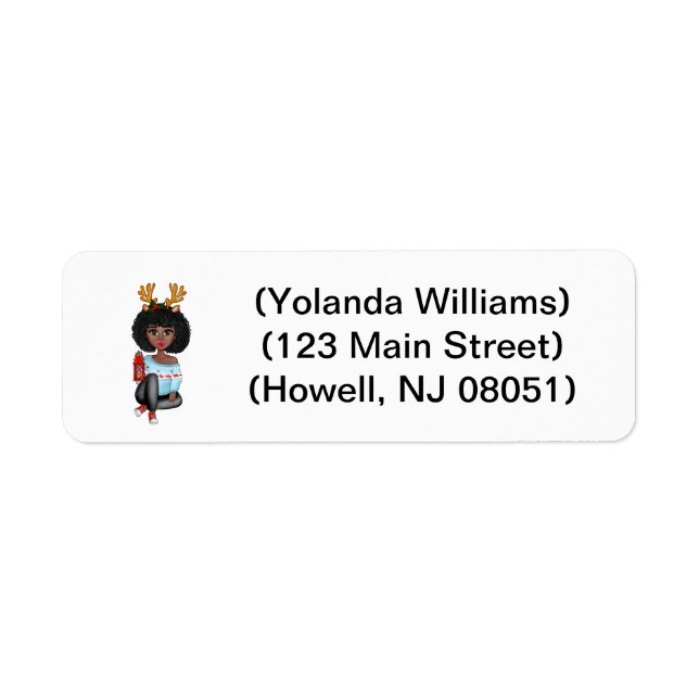 Chic Black Woman Custom Christmas Address Label (Vorne)