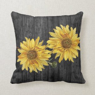 Chic Black Wood Gran und Sonnenblumenkissen Kissen