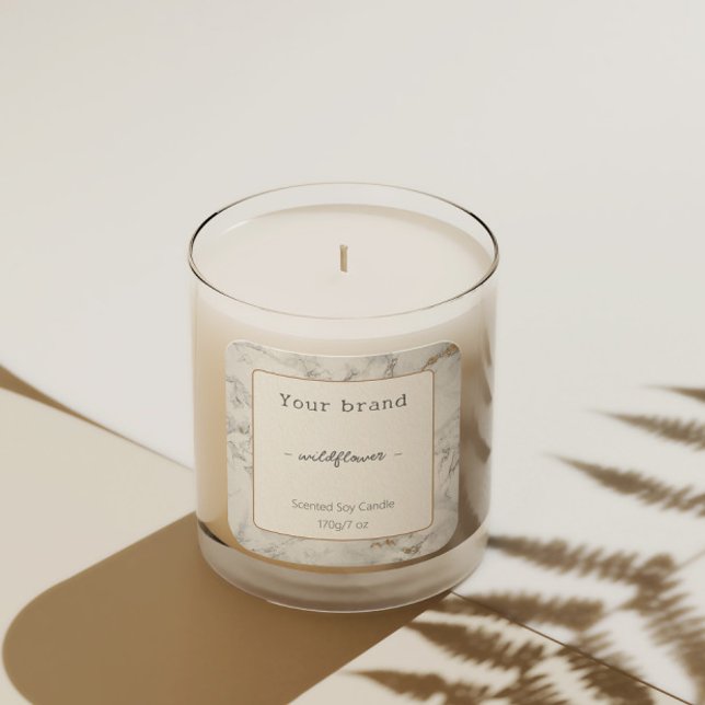 Chic Blanc Gris Or Marbre Candle Étiquette produit (Créateur téléchargé)