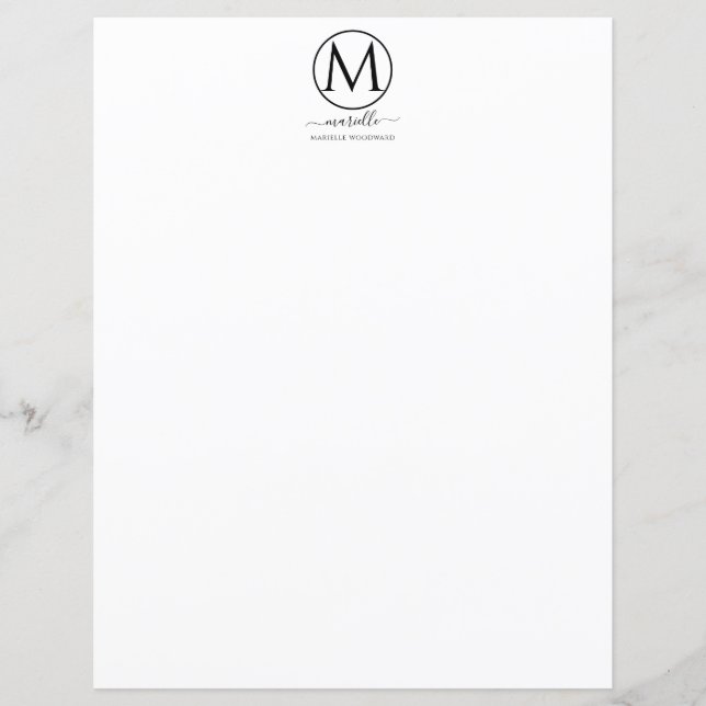 Chic Blanc Monogramme Papier noir (Devant)