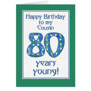 Chic blau, grün, Weiß-80. Geburtstag für Cousin