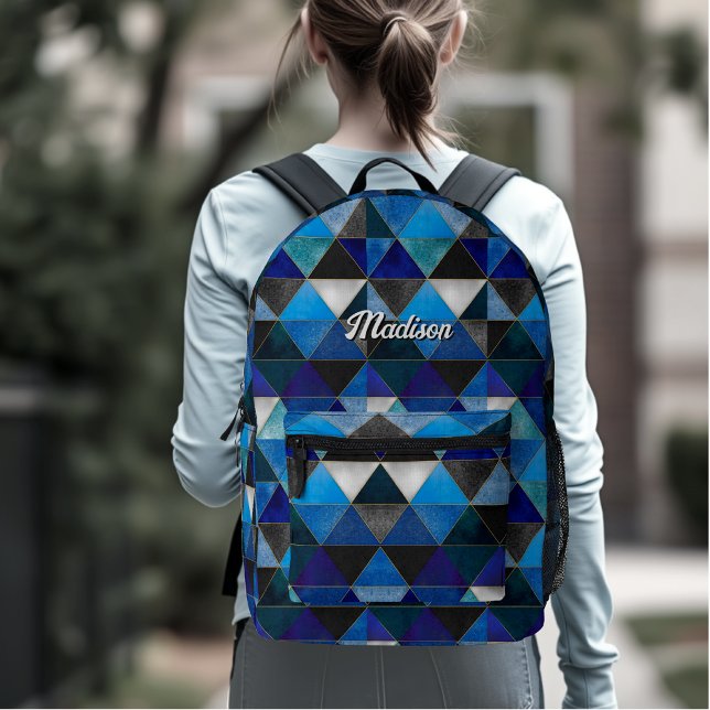 Chic blau türkis grau geometrisch bedruckter rucksack (Von Creator hochgeladen)