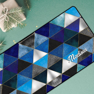 Chic blau türkis grau geometrisch schreibtischunterlage