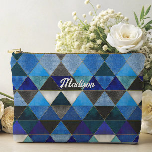 Chic blau türkis grau geometrisch zubehörtasche