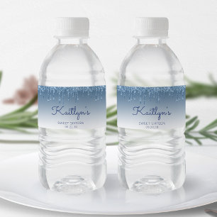 Chic Blaue Glitter-Drip-Süße 16-Party