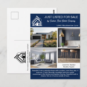 Chic Blaue Immobilienfirma Home Angebot Postkarte