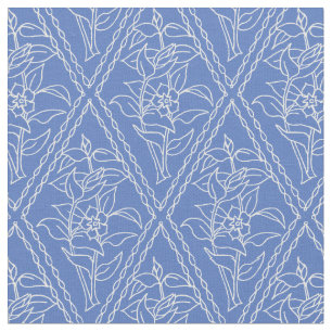 Chic-blaues Vintages Singrün-Blumenmuster Stoff