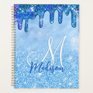 Chic bleu glace ombre parties scintillant gouttes