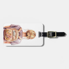 Chic Blonde Illustration Gepäckmarke Gepäckanhänger