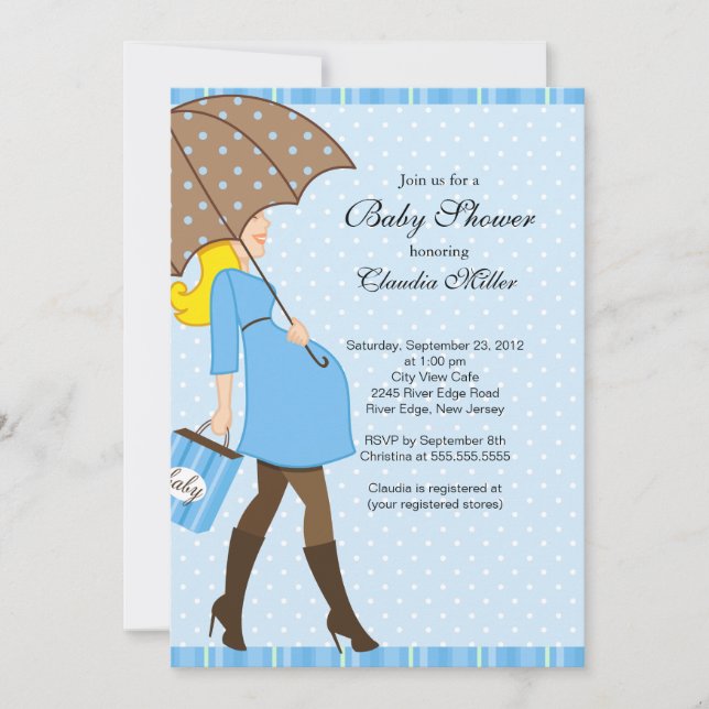 Chic Blonde Schwangere Mama Babydusche Einladung (Vorderseite)