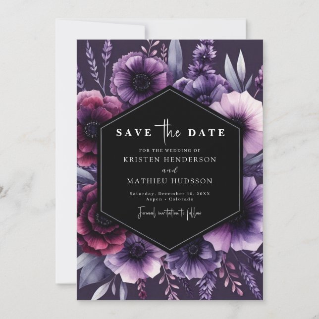 Chic Bloom Lila Floral Wedding Save The Date (Vorderseite)