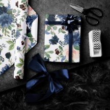 Chic Blooms | Navy Blue and Blush Floral Muster