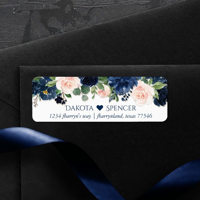Chic Blooms | Navy Blue and Blush Heart Address (Von Creator hochgeladen)