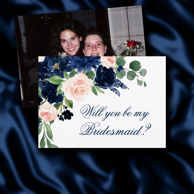 Chic Blooms | Navy und Pink Brautparty Gefragt Fot Einladung (Von Creator hochgeladen)