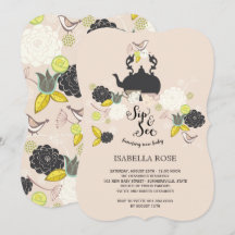 Chic Bloral Bloms Birds Sip und sehen Baby Dusche.