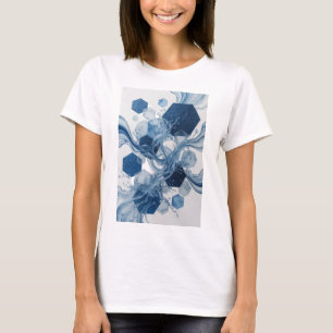 Chic Blue ABSTRACT ART Statement T-Shirt