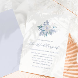 Chic Blue Airy Watercolor Foto Einladung