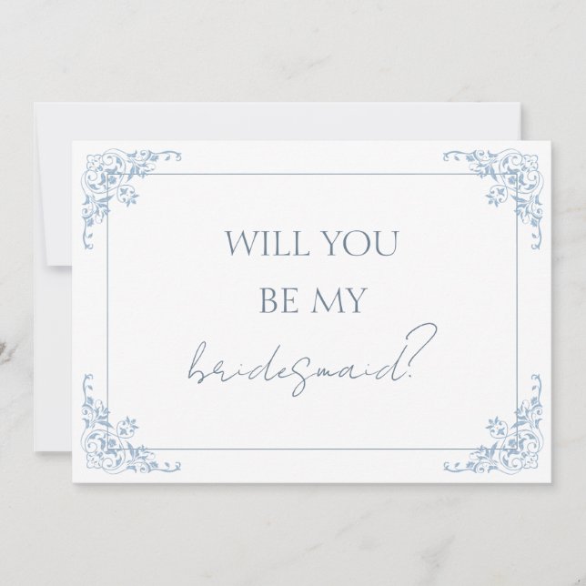 Chic Blue and White Bridesmaid - Vorschlagskarte Einladung (Vorderseite)