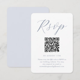 Chic Blue and White Wedding RSVP mit QR Code Karte