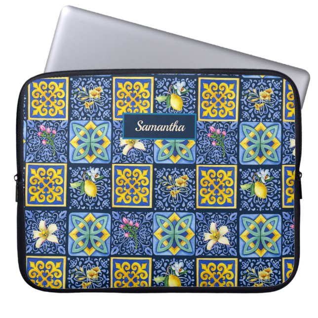 Chic Blue aquamarin sizilianische Zitrusfrüchte Mi Laptopschutzhülle (Vorderseite)