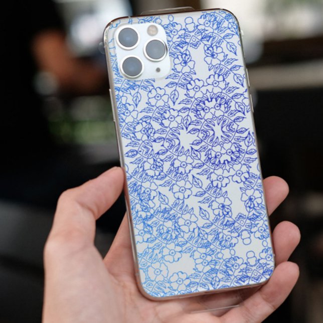 Chic Blue Blume einzigartige ästhetische Swirt-Mus Case-Mate iPhone Hülle (Von Creator hochgeladen)