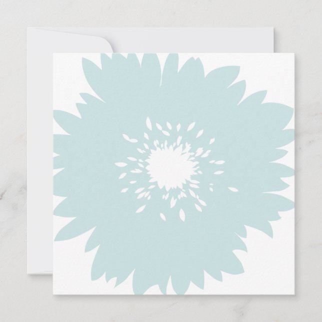 Chic Blue Blume Geburtstag Einladung (Vorderseite)