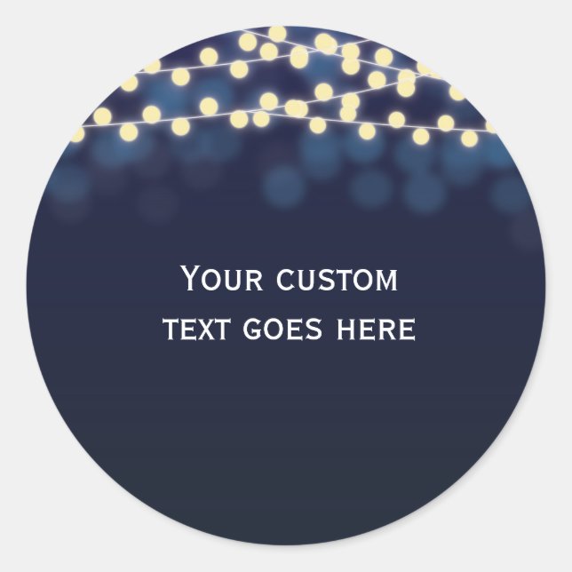 Chic Blue Bokeh Night Sky String Lights Sticker (Vorderseite)