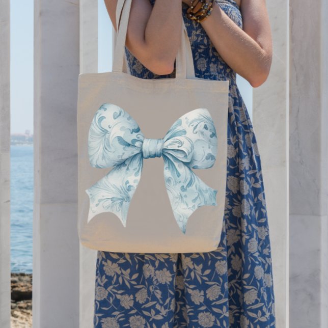 Chic Blue Bow elegant Tragetasche (Von Creator hochgeladen)