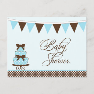 Chic blue + braune Jungs Baby Dusche Einladung