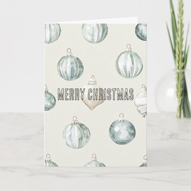 Chic Blue Cream Beach Weihnachten Karte (Vorderseite)