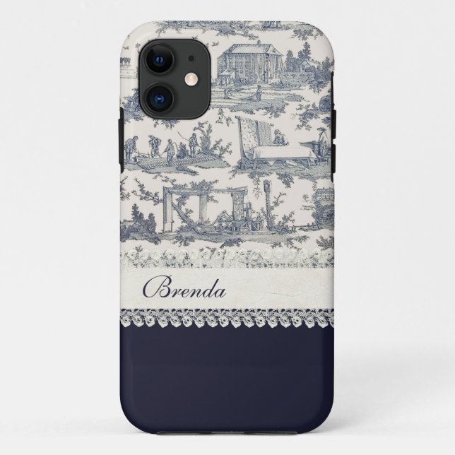 Chic Blue & Cream französische Toiletten Case-Mate iPhone Hülle (Rückseite)