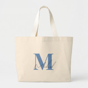 Chic Blue Cursive Elegent Jumbo Stoffbeutel