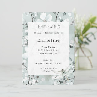 Chic Blue Dragonfly Dream Floral Geburtstag Einladung