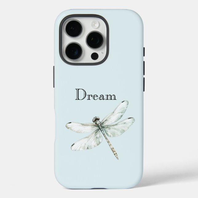 Chic Blue Dragonfly Dream iPhone 16 Pro Hülle (Rückseite)