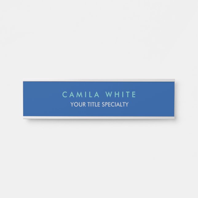 Chic Blue Elegante Beruflich Legble Moderne Türschild (Vorderseite )