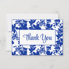 Chic Blue Floral 65. Geburtstagsparty Dankeskarte