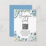 Chic Blue Floral Spring Wedding Honeymoon Fund Begleitkarte<br><div class="desc">Fröhliche weiße Blume und grüne Aquarellfarben-Blätter bilden einen wunderschönen Rahmen auf dieser hübschen Flitterwochen-Kapitän-Karte für eine Frühjahrshochzeit. Chic,  moderne handgeschriebene Schüssel mit einem schönen Blumenmuster aus Maisblume. Fügen Sie den Link Ihrer Website zum QR-Code hinzu.</div>