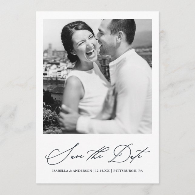 Chic Blue Foto Save the Date (Vorderseite)