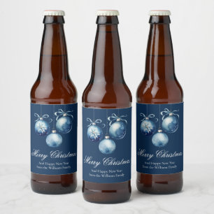 Chic Blue Frohe Weihnachtsschmuck individuell ange Bierflaschenetikett