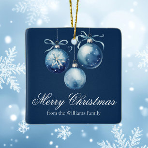 Chic Blue Frory Christmas 2025 Personalisierte Fam Keramikornament