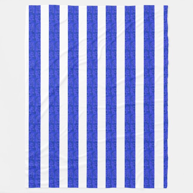 Chic Blue Geometric Stripes Fleecedecke (Vorderseite)