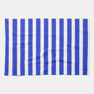 Chic Blue Geometric Stripes Geschirrtuch