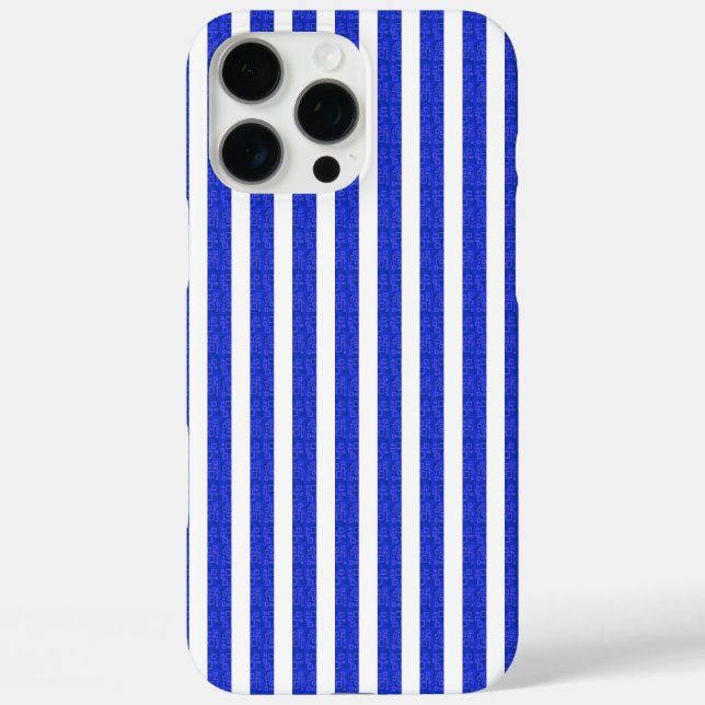 Chic Blue Geometric Stripes iPhone 16 Pro Max Hülle (Rückseite)