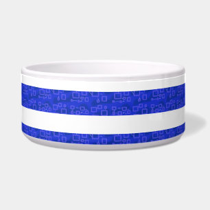 Chic Blue Geometric Stripes Keramik Pet Bowl Napf