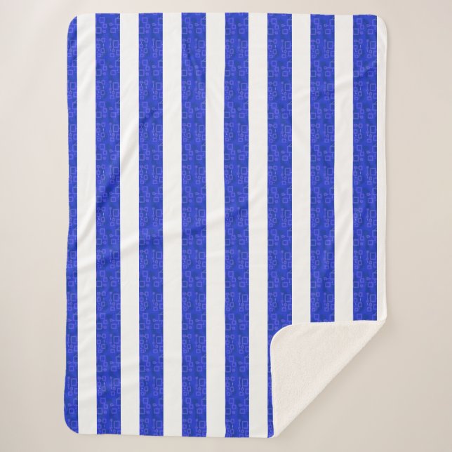 Chic Blue Geometric Stripes Sherpadecke (Vorderseite)