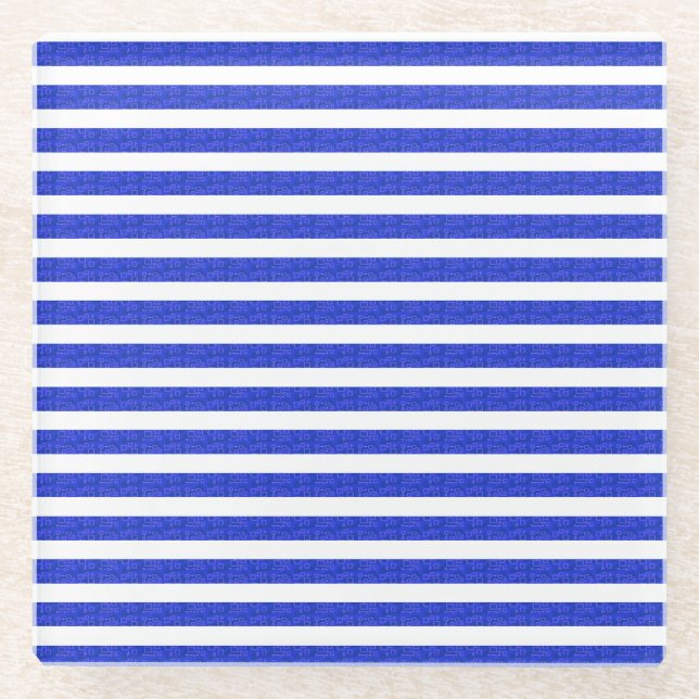 Chic Blue Geometric Stripes Untersetzer (Vorderseite)