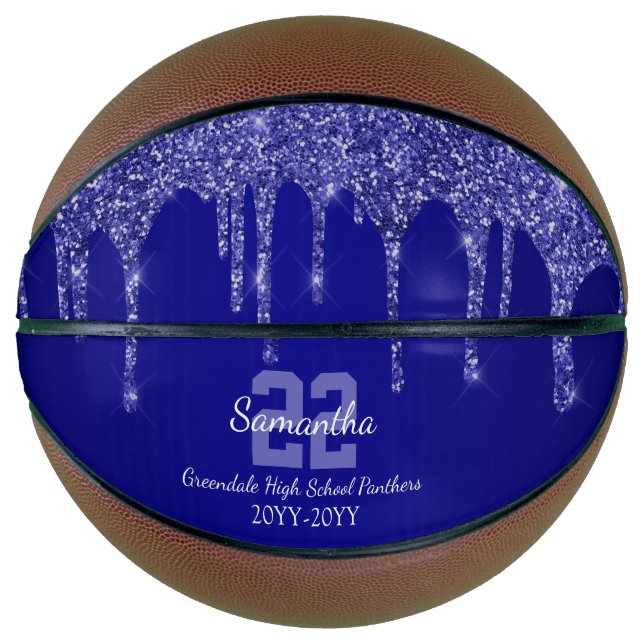 Chic Blue Glitzer Tropfen Name Team Number Year Basketball (Vorderseite)