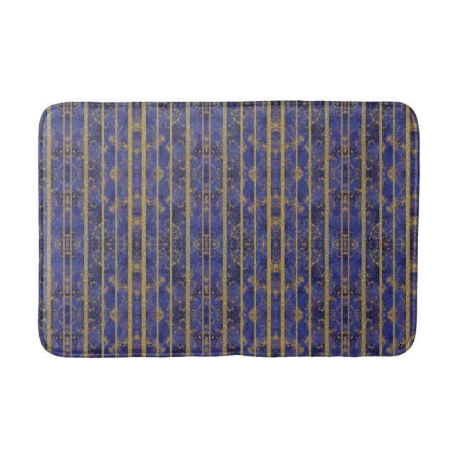 Chic Blue Gold Glitzern Badematte (Vorderseite)